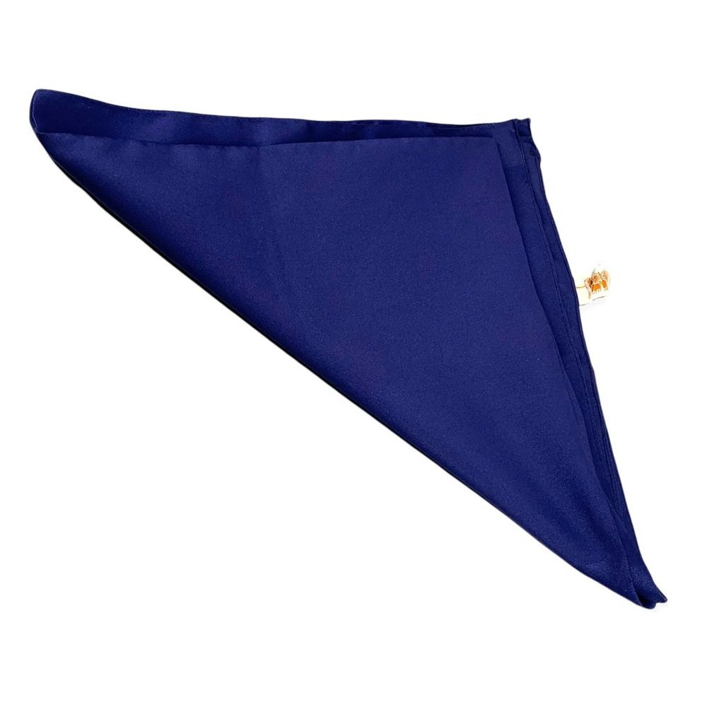 Vintage 60s Navy Blue Sirocco Italian Satin Trim Square Scarf